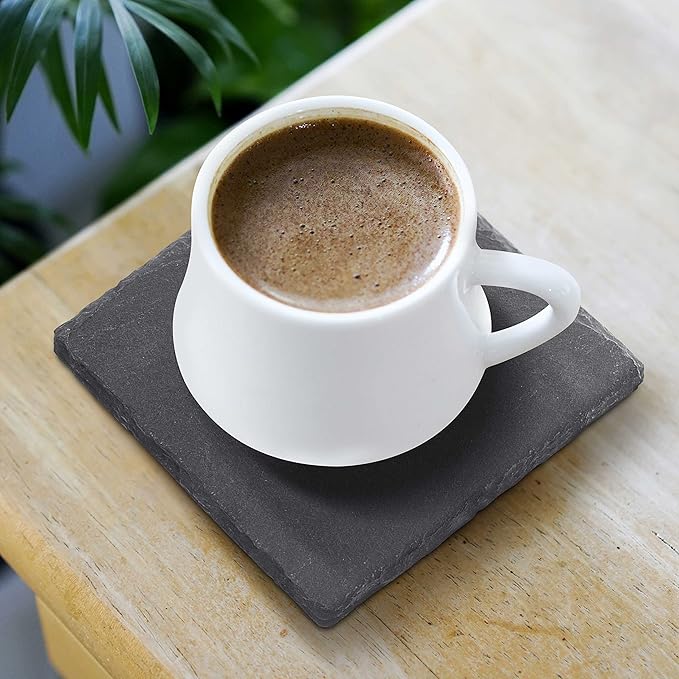 Custom Sohag Square Slate Coasters Set of 50, Personalized Bulk Pack - Table Decor, Kitchen Decor, Wedding Favors - Black