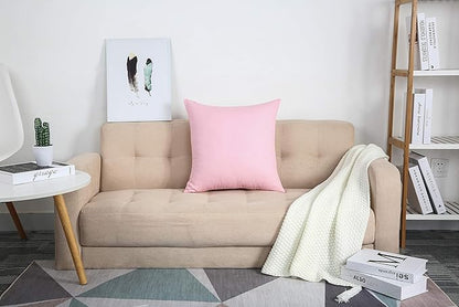 TangDepot Handmade Decorative Solid 100% Cotton Canvas Throw Pillow Covers/Pillow Shams, (12"x12", Salmon Pink)