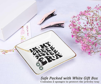 Mother's Day Birthday Christmas Gift to Stage Sis,Cheerleader Present,Cheerleading Sis Present,Join in Cheer Squad Gift for Sister-Ceramic Jewelry Tray Trinket Holder Ring Dish-In My Cheer Sister Era
