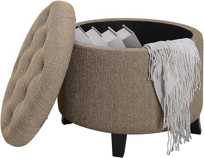 Convenience Concepts Designs4Comfort Storage Ottoman, Sandstone Fabric