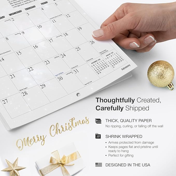 RED EMBER Astronomy 2026 Wall Calendar 12 Month | 12" x 24" Open | Thick & Sturdy Paper | Holiday Gift | Space Calendar 2026