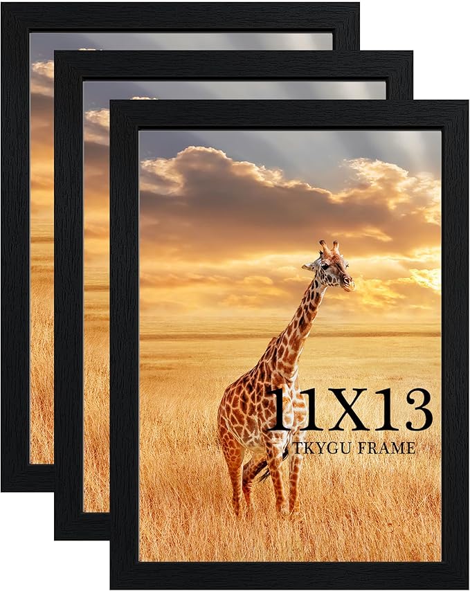 10 x13 Picture Frame Set of 3,Wooden Frame Black 10 x13 Wall Gallery Poster Photo frame with Durable Shatter Resistant Plexiglass,Horizontal and Vertical Formats for Wall Mounting best gift