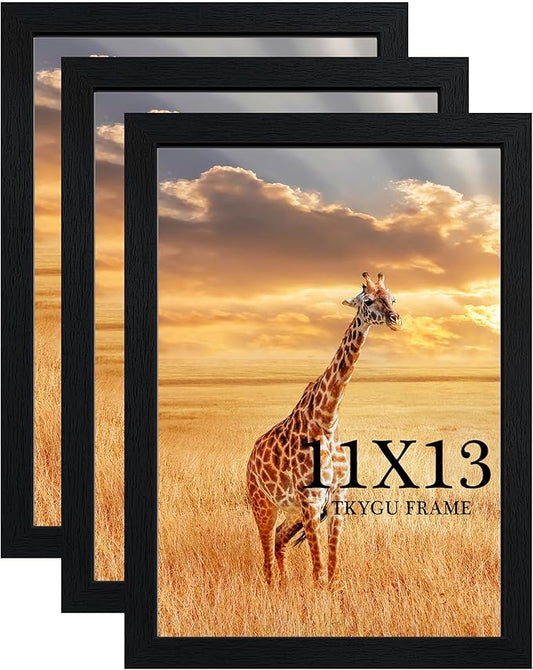 10 x13 Picture Frame Set of 3,Wooden Frame Black 10 x13 Wall Gallery Poster Photo frame with Durable Shatter Resistant Plexiglass,Horizontal and Vertical Formats for Wall Mounting best gift