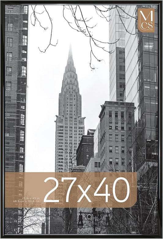 MCS Trendsetter Movie Poster Frame 27x40 Black High-Gloss, Vertical & Horizontal Wall Hanging Large Picture Frame for Photos, Artwork & Custom Posters (1-Pack)
