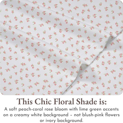California Design Den Floral Pattern Bed Sheet Set Queen Size, 100% Cotton Sateen Deep Pocket Queen Sheets & Pillowcase Set - Chic Floral