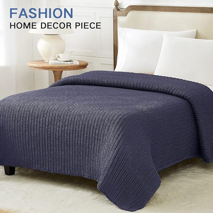 Guohaoi Knitted Weighted Blanket for Adults (Dark Grey 50"x75" 12lbs) No Beads Cooling Throw Blanket for Hot Sleepers, Home Decor Breathable Chunky Knit Heavy Blanket Use on Full Size Bed
