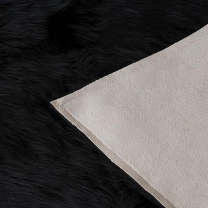 SAFAVIEH Faux Sheep Skin Collection Runner Rug - 2'6" x 6', Black, Silken Glam Design, Non-Shedding & Easy Care, 2.35-inch Thick Ideal for High Traffic Areas in Living Room, Bedroom (FSS115B)