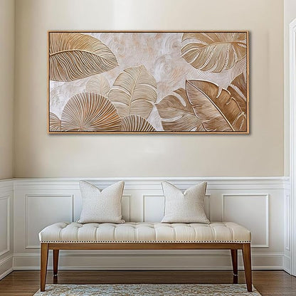 Minimalist Wall Art for Living Room - Beige Modern Wall Art | Large Framed Boho Canvas Painting | Contemporary Neutral Pictures for Bedroom Above Bed | Artwork Decor 24×48IN
