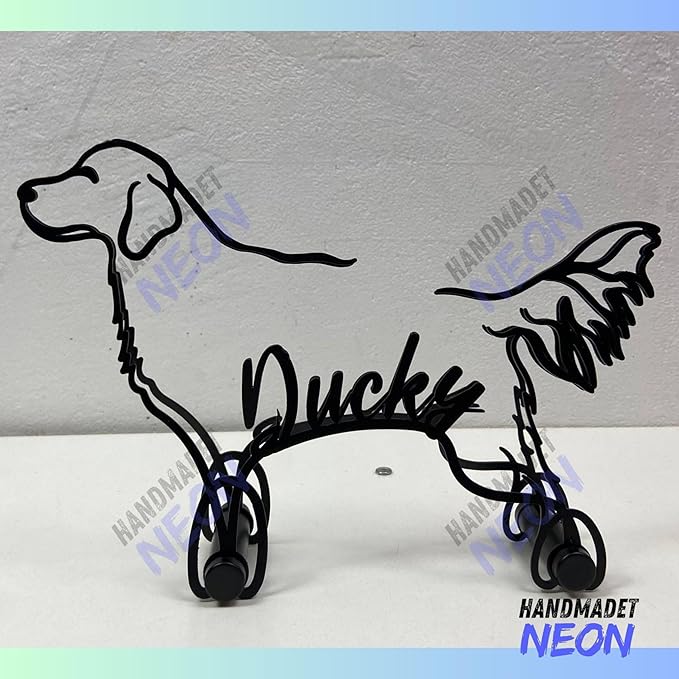Personalized Golden Retriever Minimalist Sculpture, Custom Dogs Name Metal Desk Decor, Decorative Aesthetic Table Sign Gifts for Officer, Friends, Animal Lover, Kids, Mom, Dad
