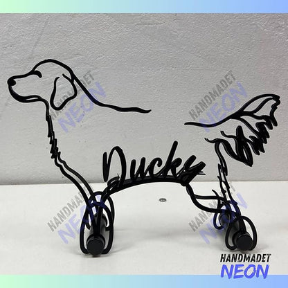 Personalized Golden Retriever Minimalist Sculpture, Custom Dogs Name Metal Desk Decor, Decorative Aesthetic Table Sign Gifts for Officer, Friends, Animal Lover, Kids, Mom, Dad