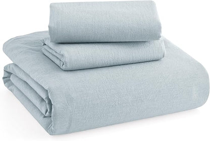 Bedsure 100% Stone Washed Cotton Duvet Cover Queen - Cornflower Blue Minimalist Duvet Cover Linen Like for All Seasons - GentleSoft™ Plain Simple Bedding (Cornflower Blue, Queen, 90"x90")
