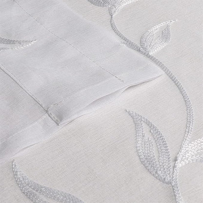 VISIONTEX White Sheer Curtains 63 Inch Length 2 Panels Set Embroidered Floral Leaf Pattern Rod Pocket Semi Sheer Voile Window Curtains/Drapes for Bedroom Living Room 54 x 63 Inches