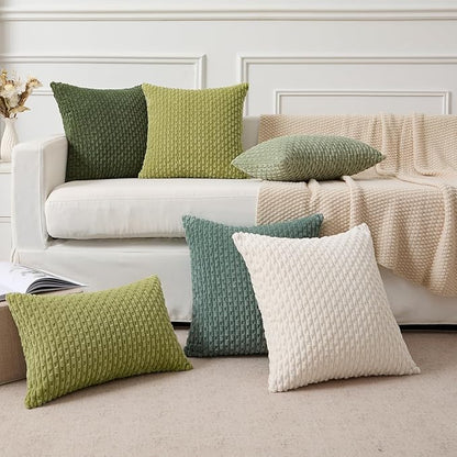 Kevin Textile 12x24 Inch Pillow Cover 1 Pack Boho Decorative Soft Striped Corduroy Lumbar Farmhouse Color Accent Rectangle Cushion Case for Living Room Couch Sofa Bed, Teal Green