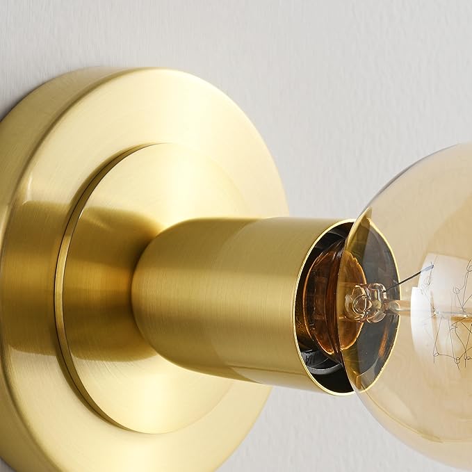 BRIGHTTIA Luna 1-Light Plug-in Wall Sconce - Mid Century Modern Minimalist Bedroom Home Office Lighting - Portable Wall Lamp for Apartments & Small Spaces with No J-Box - Brushed Gold (BW0026-1GP)