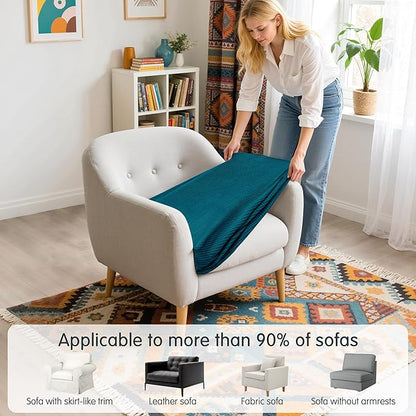 Hokway Couch Cushion Covers Stretch Cushion Covers Sofa Seat Cushion Slipcover Cushion Protector(Teal, Small)