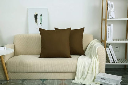 TangDepot Cotton Solid Throw Pillow Covers, 18" x 18" , Coffee, 1 Count (Pack of 1)