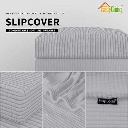Easy-Going Stretch Loveseat Cushion Cover Sofa Cushion Furniture Protector Sofa Seat Sofa Slipcover Sofa Cover Soft Flexibility with Elastic Bottom(Loveseat Cushion, Silver Gray)