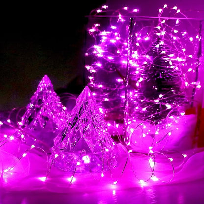 6-Pack 7Ft Starry String Lights No Remote Fairy String Lights 20 Micro Starry Leds On Silvery Copper Wire CR2032 Batteries Included for Wedding Centerpiece,Party,Christmas Table Decor (Pink)