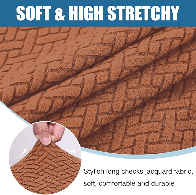 Smiry Waterproof Couch Cushion Covers, Stretch Jacquard Thick Sofa Cushion Covers, Washable Seat Slipcover Elastic Furniture Protector for Pets, Kid (Medium, Rust)