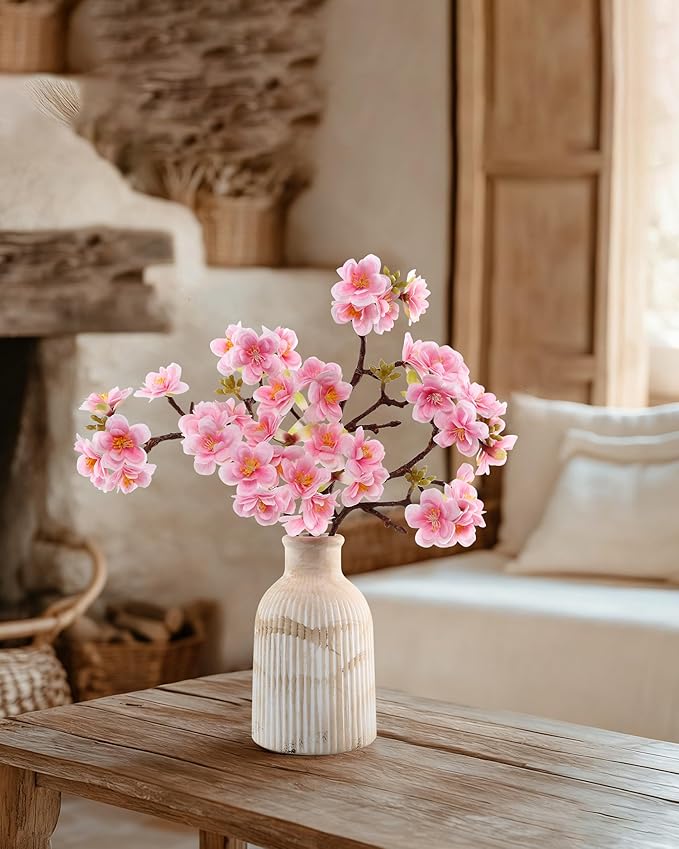 White Ceramic Vase Set of 2 – Modern Farmhouse Decorative Vases for Home, Kitchen, Living Room, Bedroom, Office, Bathroom & Shelf Table Centerpieces