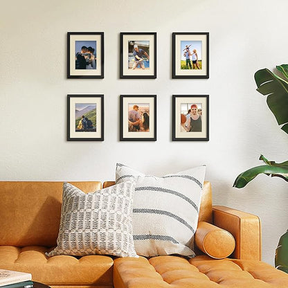 upsimples 9x12 Picture Frame Set of 5, Display Pictures 6x8 with Mat or 9 x 12 Without, Wall Gallery Photo Frames, Black