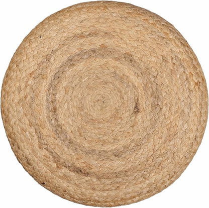 REDEARTH · Cylindrical Pouf Foot Stool Ottoman - Jute Braided Pouffe Poof Accent Sitting Footrest for The Living Room, Bedroom, Nursery, Patio, Lounge & Other Rooms (14.5”X14.5”X16”; Natural Olive)
