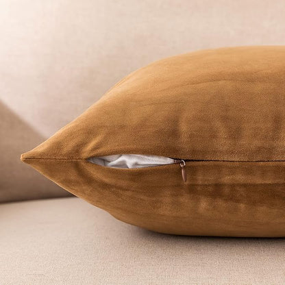 NiNi ALL Decorative Throw Pillow Covers Velvet 22x22 Inch Pack of 2 Brown Cushion Covers Soft for Couch Sofa Bedroom Living Room Outdoor