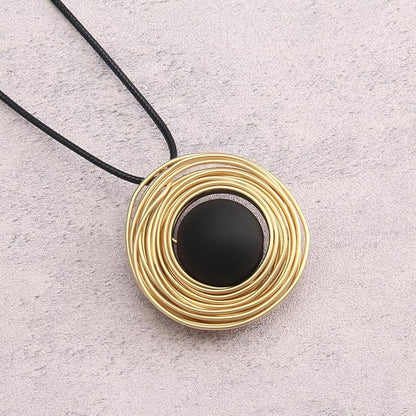 Leather Necklace for Women Boho Choker Necklace Long Cord Leather Pendant Bohemian Neckalce Vintage Alloy Pendant Leather Rope Necklace Wooden Necklaces for Women