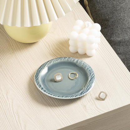 Ring Dish Holder, Jewelry Dishes for Women, Ceramic Trinket Dish Tray, Cute Key Bowl, Decorative Jewelry Plate, Gift for Friends Sister Mom Daughter (grey)