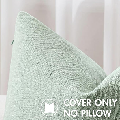 MIULEE Pack of 2 Decorative Throw Pillow Covers Soft Chenille Throw Pillows Solid Textured Cushion Covers for Spring Couch Sofa Bedroom Living Room 20x20 Inch, Light Green