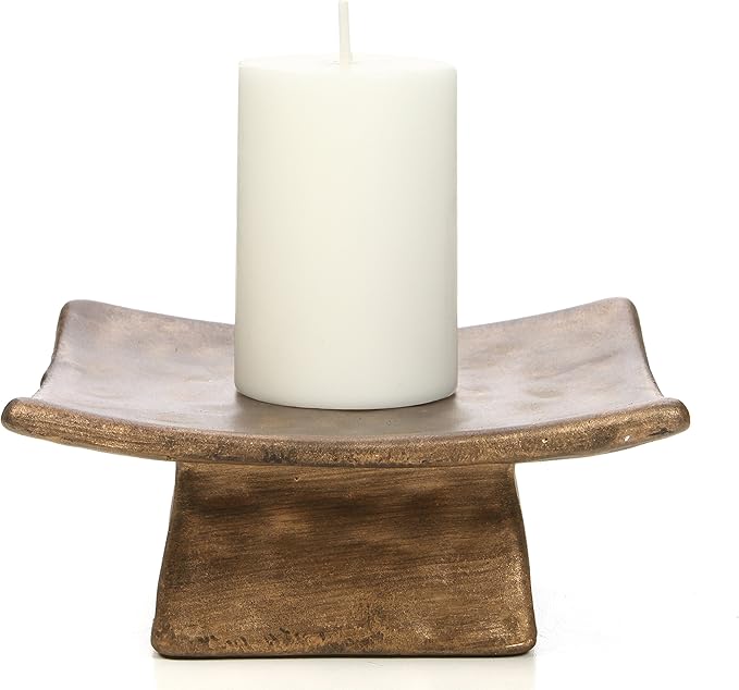 Hosley Square Pillar Candle Holders & Incense Stick Holder for Modern Ritual Accessories for Mindful Living Ideal for Home Décor, Office, Livingroom, Spa