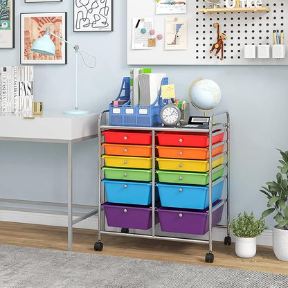 Giantex 12 Drawer Rolling Storage Cart Tools Scrapbook Paper Office School Organizer