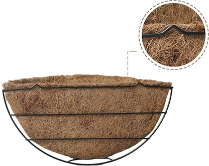 LX7 3-Pack Hanging & Wall-Mounted Plant Baskets with Natural Coconut Fiber Liner, Decorative Planters for Home Garden Patio Yard (3Pack HalfWall, 10Inch)