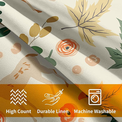 Deer Fall Pillow Covers 18x18 Set of 2 Green Cream Maple Leaf Autumn Outdoor Christmas Pillows Case Animal Print Pattern Decorative Xmas Cushion Cover Rustic Decoration Farmhouse Sofa Couch Bed Decor