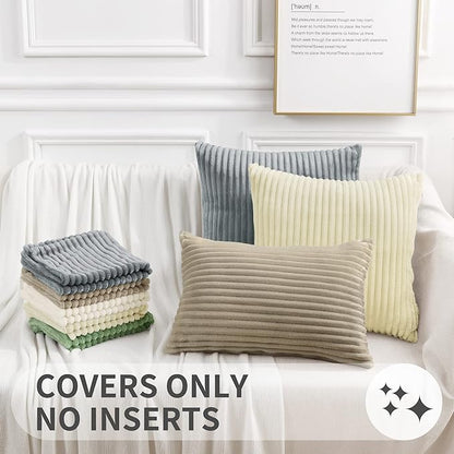 Simmore Decorative Spring Throw Pillow Covers 18x18 Set of 2, Soft Natural Plush Flannel Double-Sided Fluffy Couch Pillow Covers for Sofa Living Room, Black