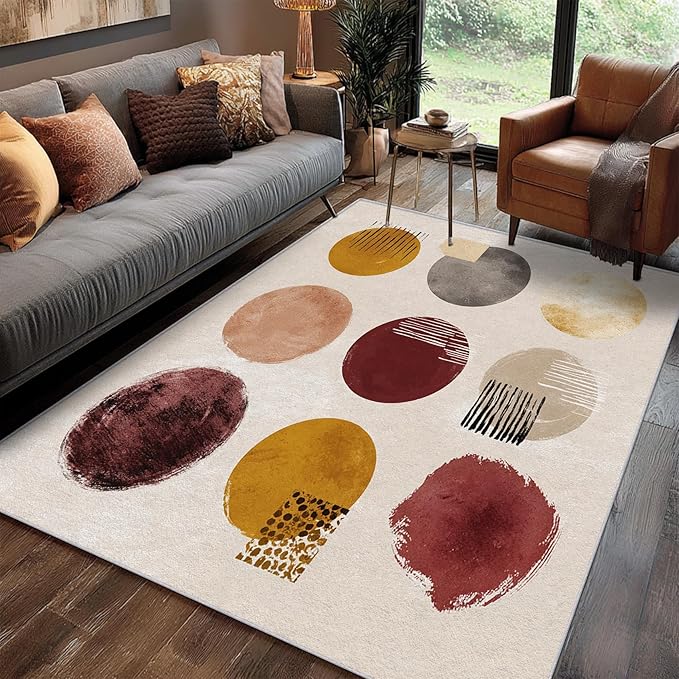 Boho Rug, Large 8x12 Area Rugs Ethnic Geometric Modern Abstract Pattern for Living Room, Bedroom, Boho Home Decor Accessories Indoor Carpet, Non Slip & Machine Washable