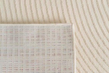 Revival Rugs Record 4'x6’ Machine Washable Area Rug for Kitchen Bedroom - 100% Recycled Oeko-TEX Certified, Medium Pile, Beige, Cream