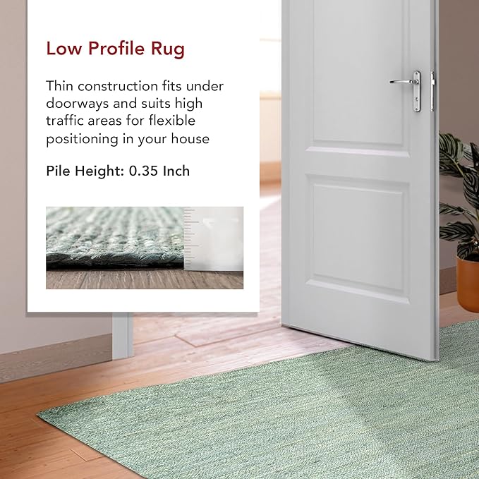Nuloom Rigo Green, 3' x 5', Handmade, Jute, Soft and Textured, High Traffic, Stain Resistant, Easy Clean, Durable Area Rug for Bedroom, Living Room, Dining Space, Den, Foyer, Entryway