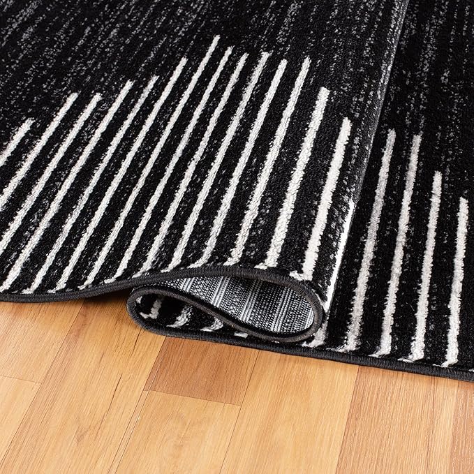 Rugshop Bohemian Stripe Stain Resistant High Traffic Living Room Kitchen Bedroom Dining Home Office Runner Rug 2'7" x 10' Black
