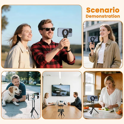 Magnetic Tripod for iPhone, Portable Cell Phone Tripods for Magsafe Strong Suction Pocket Mini Tripod Phone Stand Magnet Phone Mount Compatible with iPhone 17 16 15 14 13 12 Series
