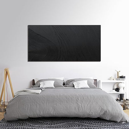 Canvas Wall Art Decor Modern Textured Wall Art Decor Canvas Art Wall Decor Black Silence Wall Painting Decorations Artwork Wall Art Prints for Room Living Room Bedroom Office Decor 24"X48"