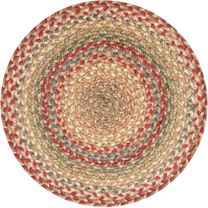 Homespice Azalea Round Braided Placemats, Warm Country Primitive Decor, Set of 2, 15" Multicolor Jute Table Mats - Vibrant Colors, Durable, Easy to Clean and Protects Furniture