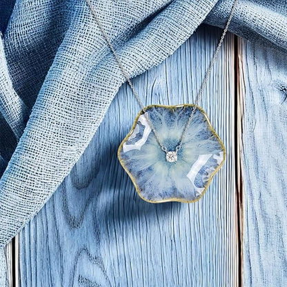 2Pcs Ceramic Jewelry Dish - Lotus Leaf Shape, for Ring Holder Necklace Small Key, Suitable for Mother Friend Sister, Gifts for Women, Cute Plate Trinket Tray, Home Decor (Light Blue & White)