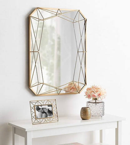 Kate and Laurel Keyleigh Modern Glam Geometric Shaped Metal Accent Wall Mirror, Gold