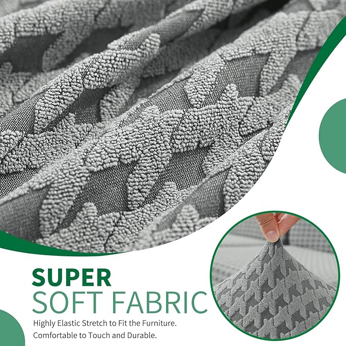 MAXIJIN Couch Cushion Covers for Sectional Sofa, Stretch Sofa Cushion Cover Washable Furniture Protector with Elastic Bottom & Non-Slip Strap for Pets Kids (1PC Seat Cover, Light Gray)