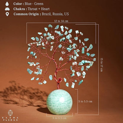 Crystal Tree of Life Home and Office Decor Gifts for Women, Amazonite Chakra Healing Stones Feng Shui Bonsai Tree for Positive Energy, Money, Good Luck, Christmas Decor, Birthday Gifts for Mom
