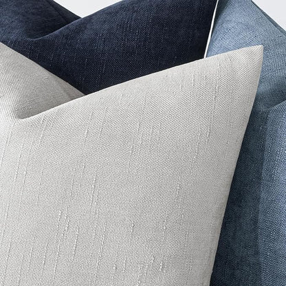 MIULEE Pack of 2 Decorative Throw Pillow Covers Soft Chenille Throw Pillows Solid Textured Cushion Covers for Couch Sofa Bedroom Living Room 18x18 Inch, Grey White