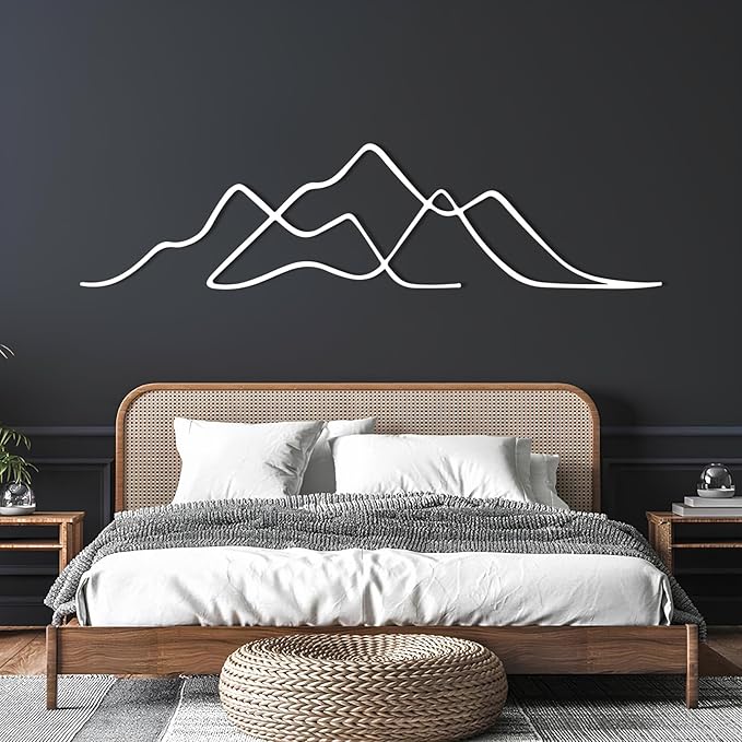 YDONVTI Metal Minimalist Mountain Wall Art, Metal Mountain Wall Decor, Minimalist Decor, Abstract Line Wall Art, Nature Home Decoration for Living Room (Gold, 41"x10"/105x26cm)