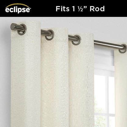 Eclipse Extra Wide Grommet Curtain, Kendall Sliding Patio Door Curtain Panel, Solid Textured Thermal Insulated and Noise Reducing Curtains, (1 Panel), 84 in Long x 100 in Wide, Ivory