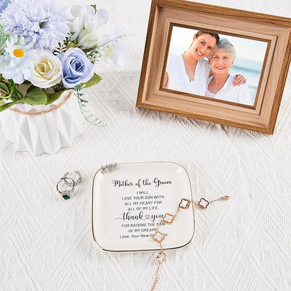 Mother of Groom Jewelry Dish Ring Plate - Thank You for Raising of My Dreams, Wedding Gifts for Mother of The Groom Christmas Birthday from Bride